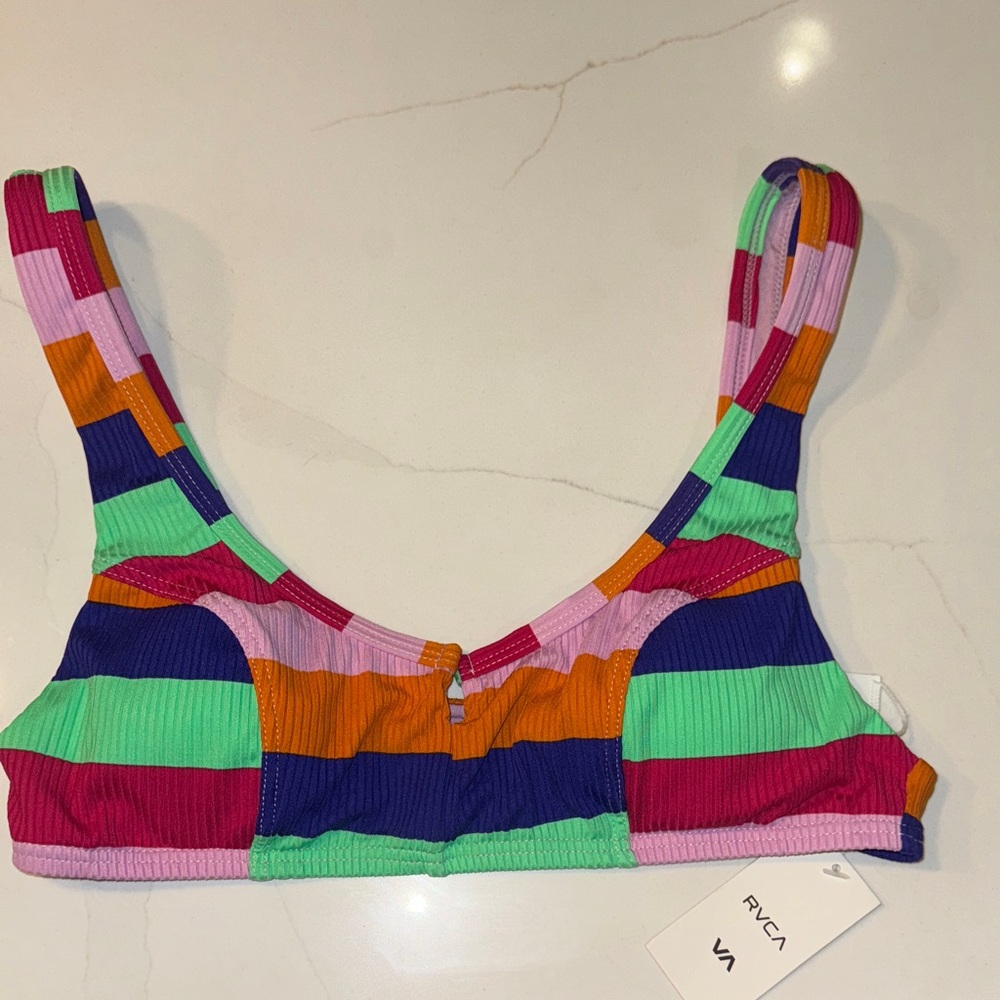RVCA Multicolor Striped Bikini Top